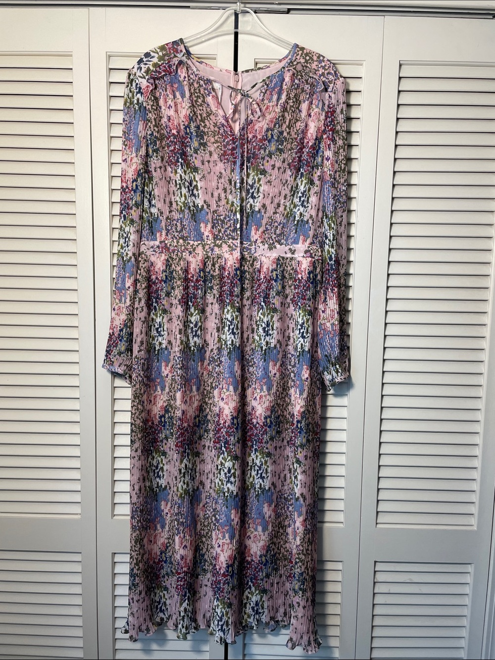 NWT Ted Baker Ditsy Printed Pleated Midi Dress Sz 12 US (Ted Sz 4) pink floral